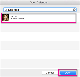 unable to open chared calendar in outlok for mac